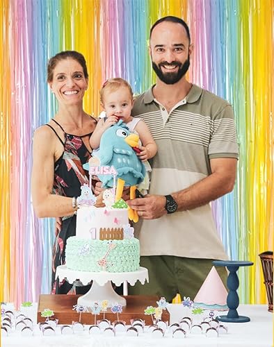 Miniatura 4 de 2 cortinas de flecos metálicos de oropel de 3.2 x 8.2 pies, diseño de arco iris, serpentinas de fiesta, cabina de fotos, telón de fondo para boda,