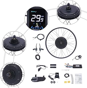 28 & 29 E-Bike Conversion Kit 48V 1000W Rear Wheel Brushless Hub Motor Kits with LCD Display Electric Bike Conversion Kit Ebike Conversion Kit Rear Wheel Motor
