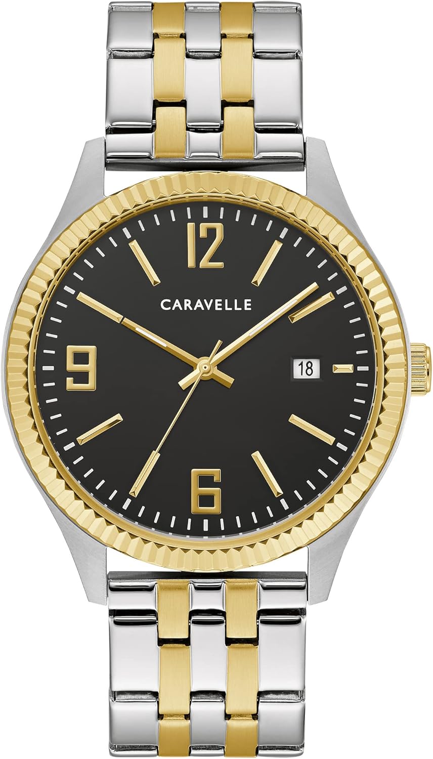 Bulova Caravelle Men's Classic Two-Tone Stainless Steel 3-Hand Date Watch and Bracelet Box Set, 41mm Style: 45K000 - Image 2