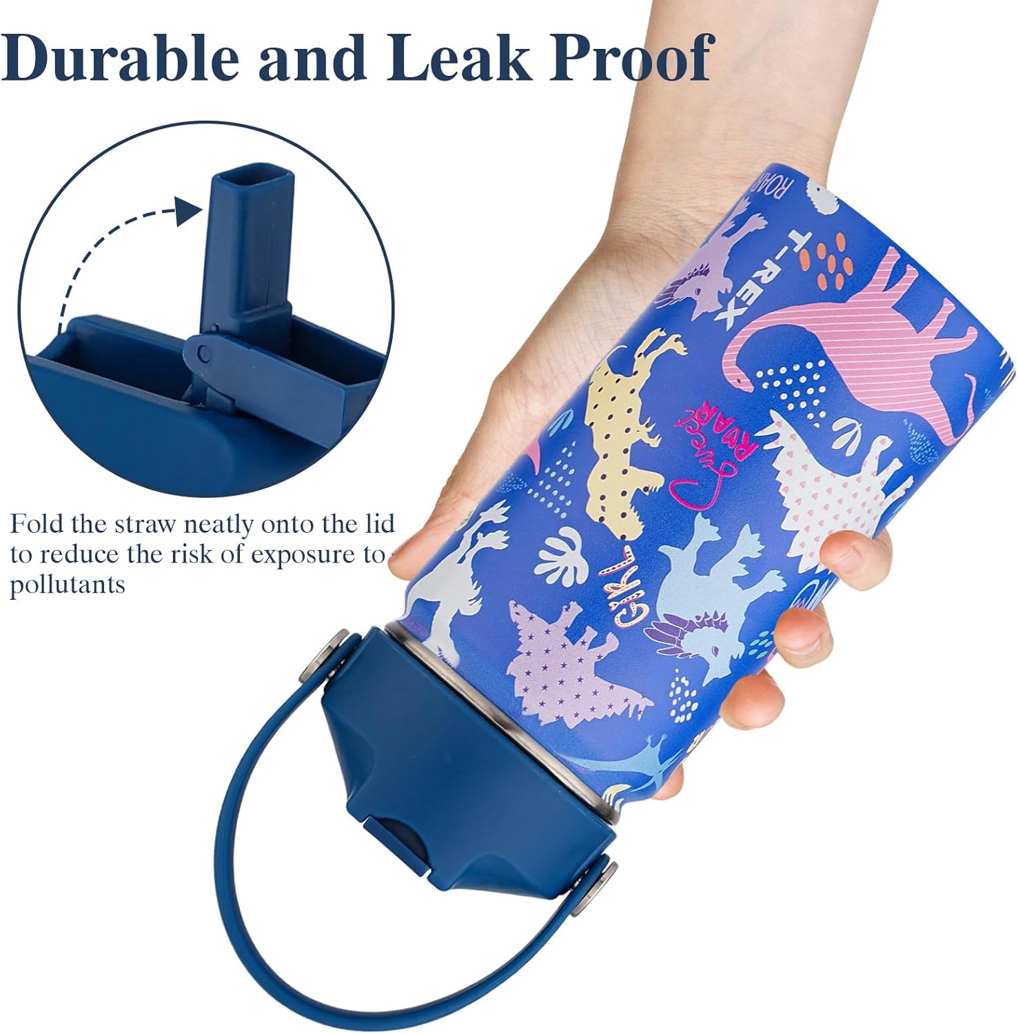 Kids Water Bottle with Straw Lid-12 oz Insulated Stainless Steel Thermal Cup, Leakproof Wide Mouth Sports Bottle Keeps Cold 12H & Hot 6H for Gym Office Outdoor - Image 3