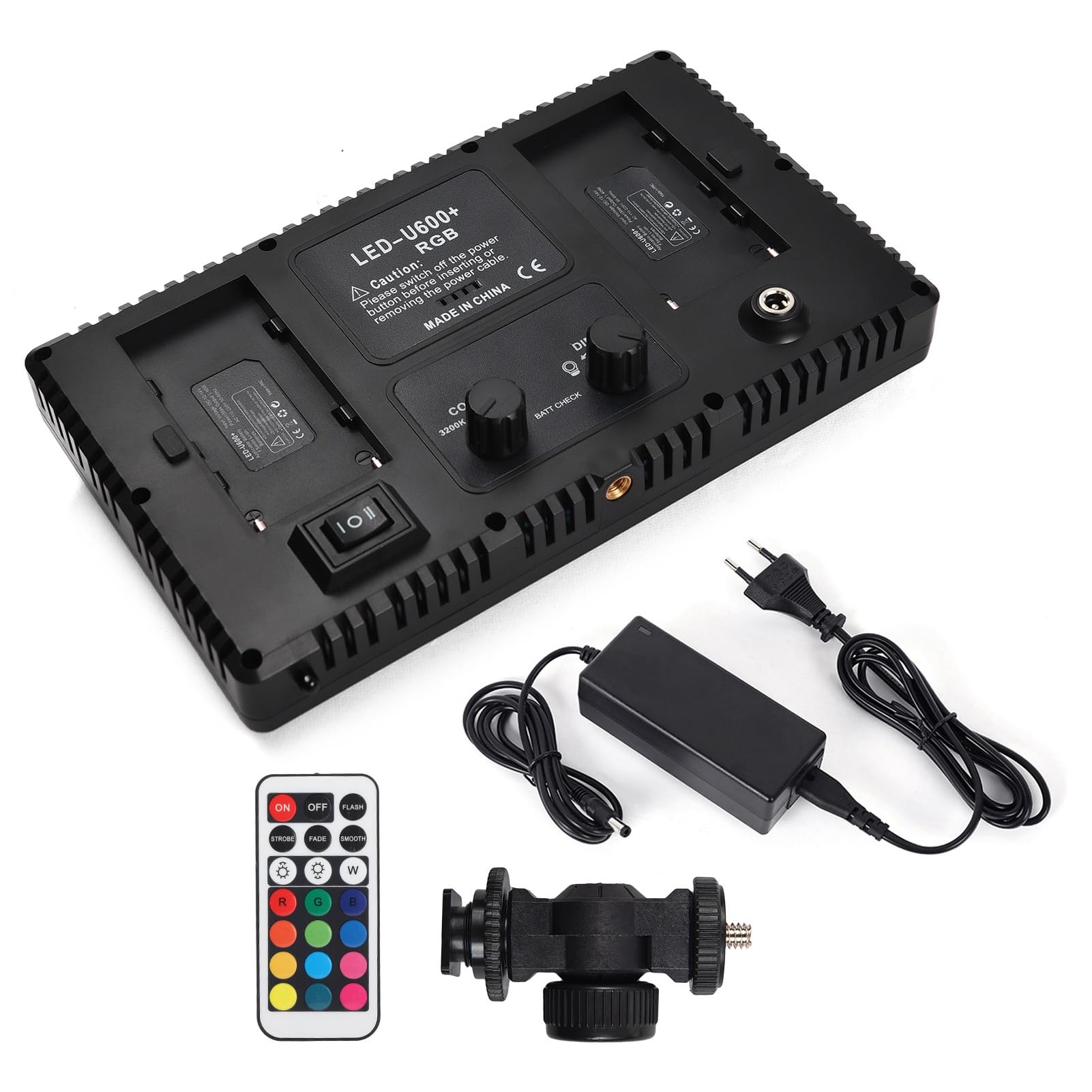 led video light HUIOP Luce fotografica RGB bicolore 36W Pannello luminoso a LED 352 pezzi Perline LED 3200K-5600K Dimmerabile Serie DC/NP Alimentato a batteria con telecomando per paraluce in metallo