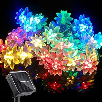 ITICdecor Solar Flower String Lights Outdoor Waterproof 50 LED Multi-Colored