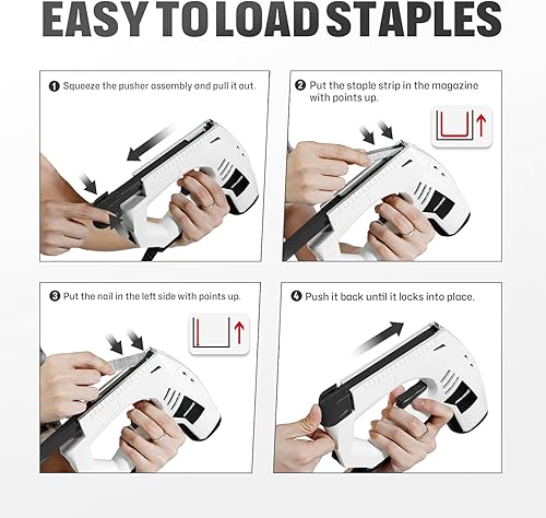 Miniatura 6 de Pistola de grapas eléctrica, pistola de grapas 2 en 1, incluye 2000 grapas y clavos, pistola de clavos con cable de 120 V, grapadora eléctrica