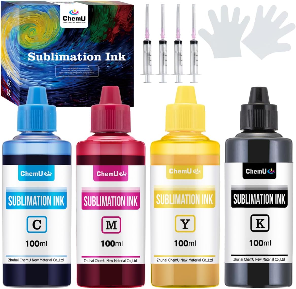 Sublimation Ink Refilled Bottles Compatible with ET2400, 2720, 2760, 2800,WF7710 Series Inkjet Printers - Heat Press Transfer on Mugs, T-Shirts, Plates, Pillows, Phone Cases, and More (4x100ML)