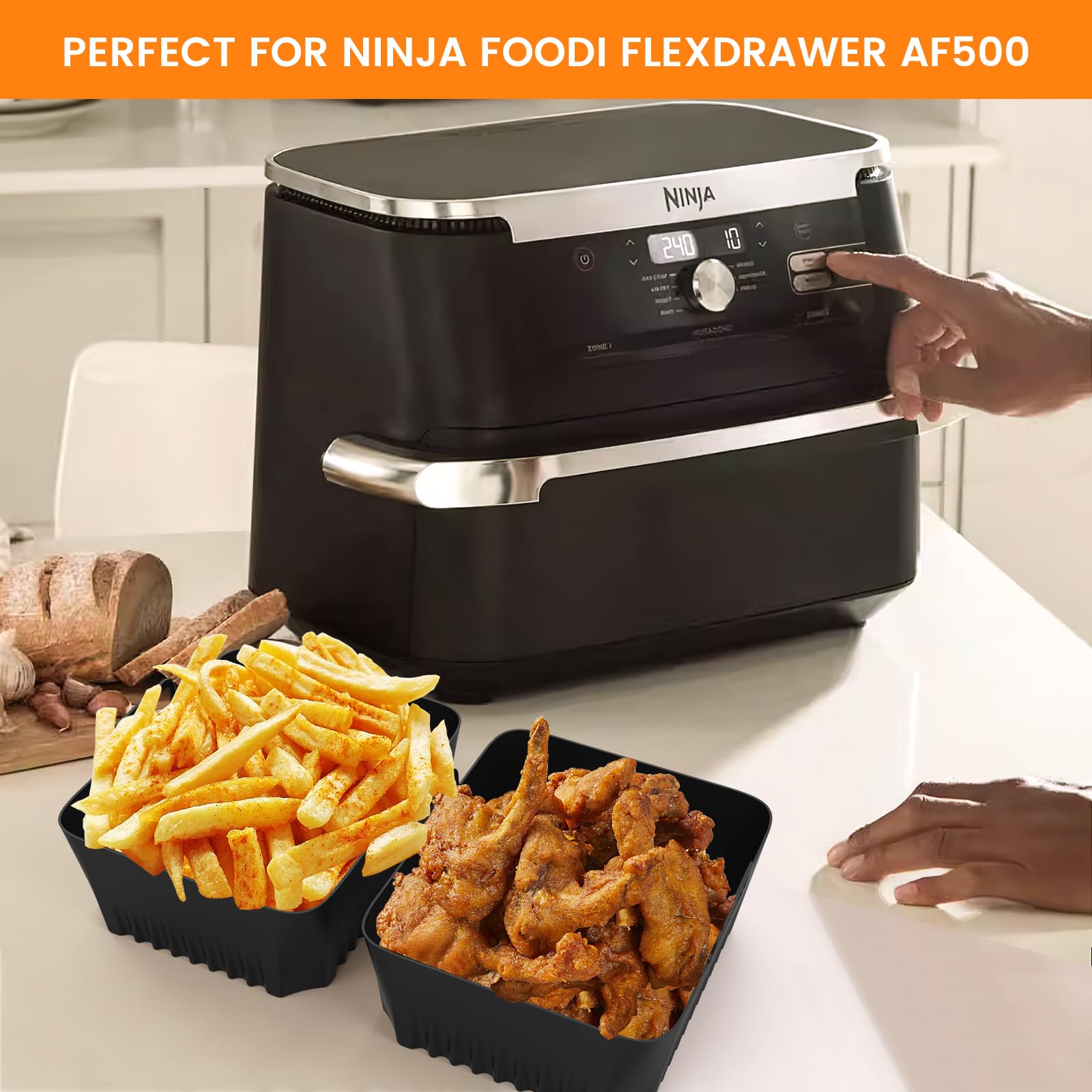 Airfryer Siliconen vorm voor Ninja AF140EU AF180EU, 11-delige siliconen accessoires voor heteluchtfriteuse PRO 4,7 l/6,2 l