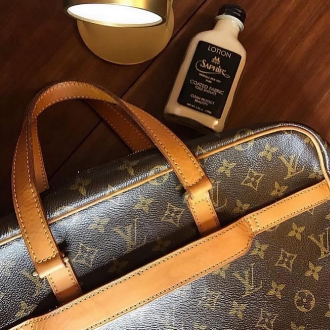 Saphir Médaille d’Or Coated Fabric Lotion 100ml – Cleans & Protects Coated Canvas, PVC & Patent Materials – Preserves Color, Logos & Finish for Designer Bags & Accessories