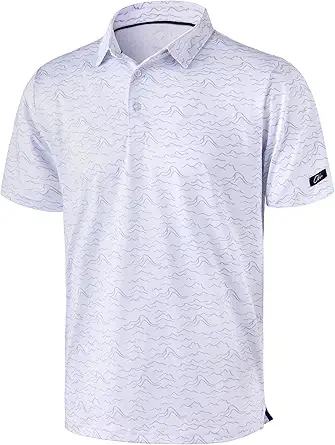 Obla Men's Golf Polo Shirts Short Sleeve Dry Fit Performance Moisture Wicking Casual Print Collared Golf Shirts for Men