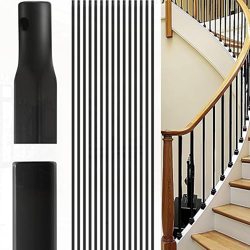 Miniatura 8 de Dunzy Balaustres de cubierta de 1/2" x 44" hierro forjado balaustres lisos balaustres de metal negro hueco varillas de hierro balaustre