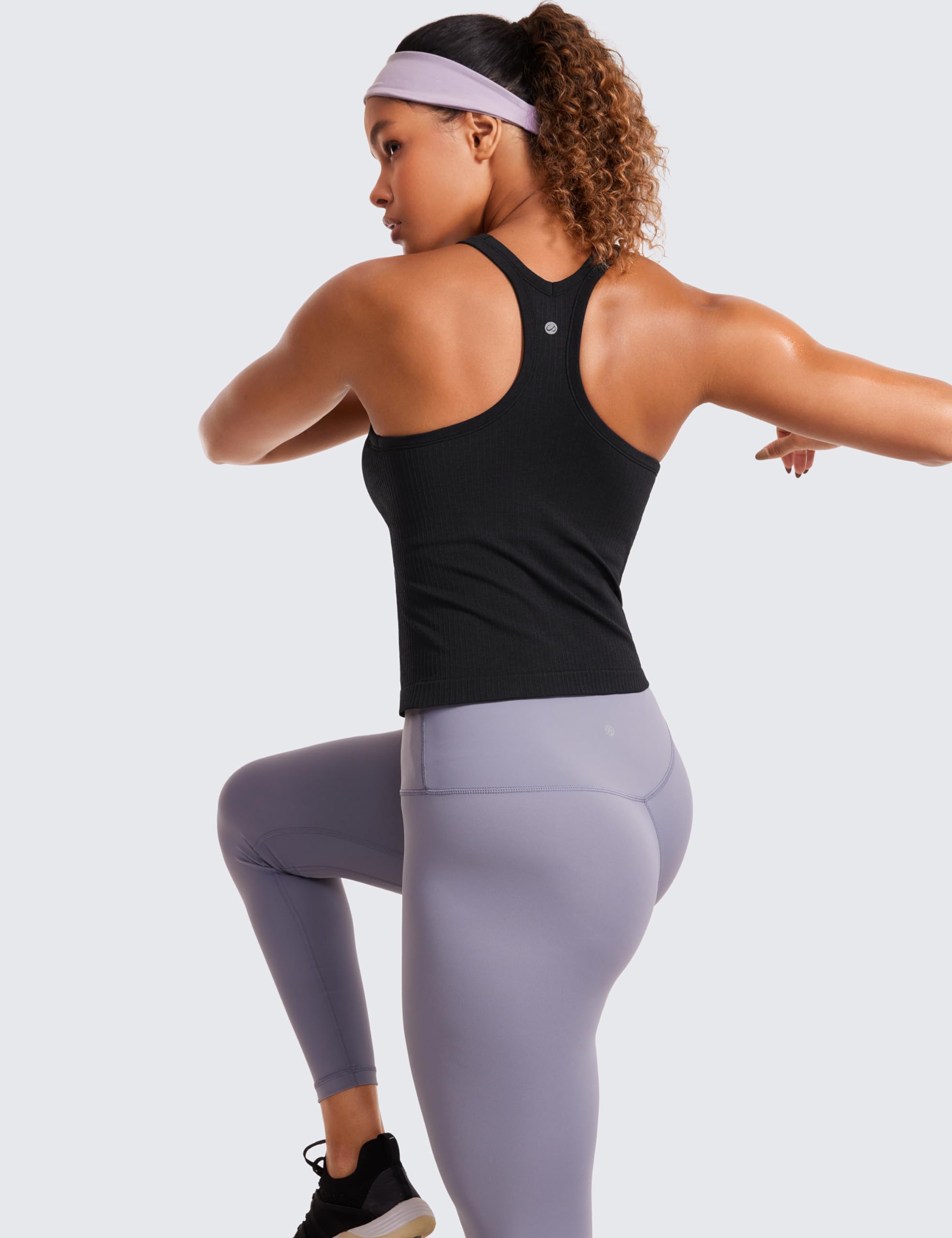 CRZ YOGA Sin Costura Camisola Acanalado | Soporte Ligero, Sujetador Incorporado, Almohadillas Extraíbles, Yoga, Acanalado, Elevado Cuello, para Mujer