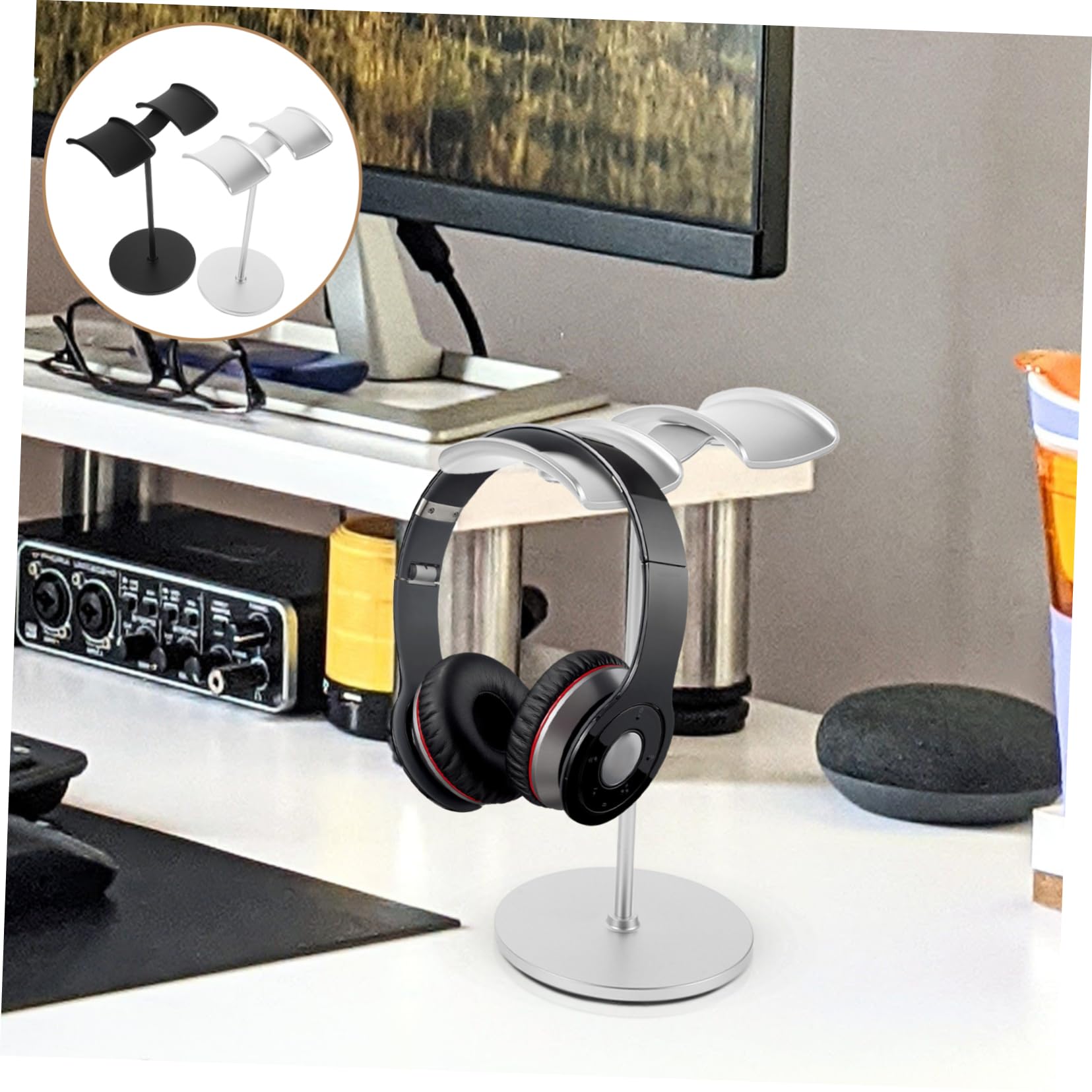 Operitacx 2 Piezas Soporte de Auriculares de Escritorio Estante Auriculares Gaming Elegante y Práctico Almacenamiento Compacto Habitaciones y Oficinas