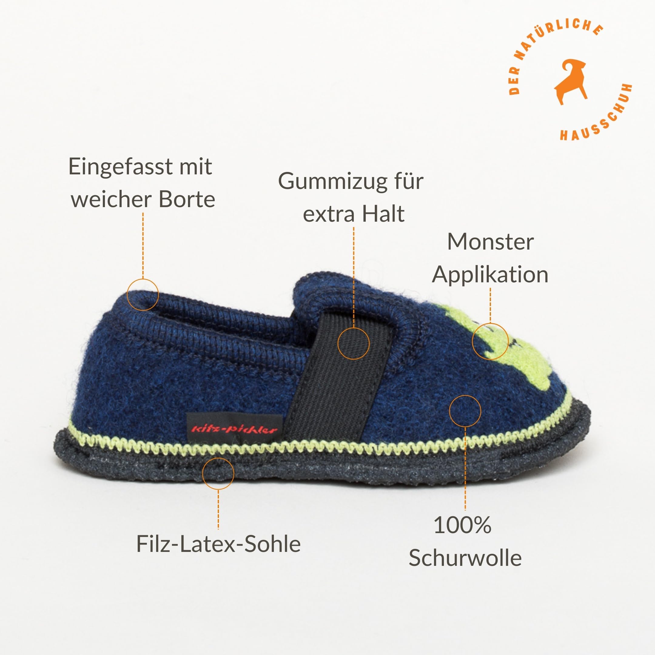 Bobby Monster - Pantuflas infantiles para niños y niñas, cómodas zapatillas de fieltro con goma elástica y suela impermeable