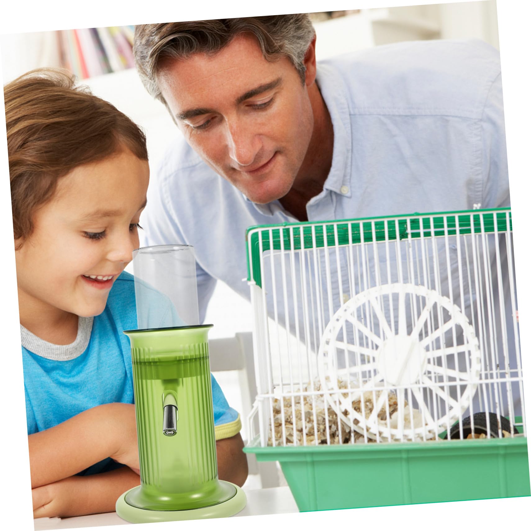Abreuvoir Vertical pour Chinchilla et Petits Animaux, Bouteille d'eau en Verre et Polypropylène, Étanche et Facile à Utiliser, Accessoire Pratique pour Cage Verte
