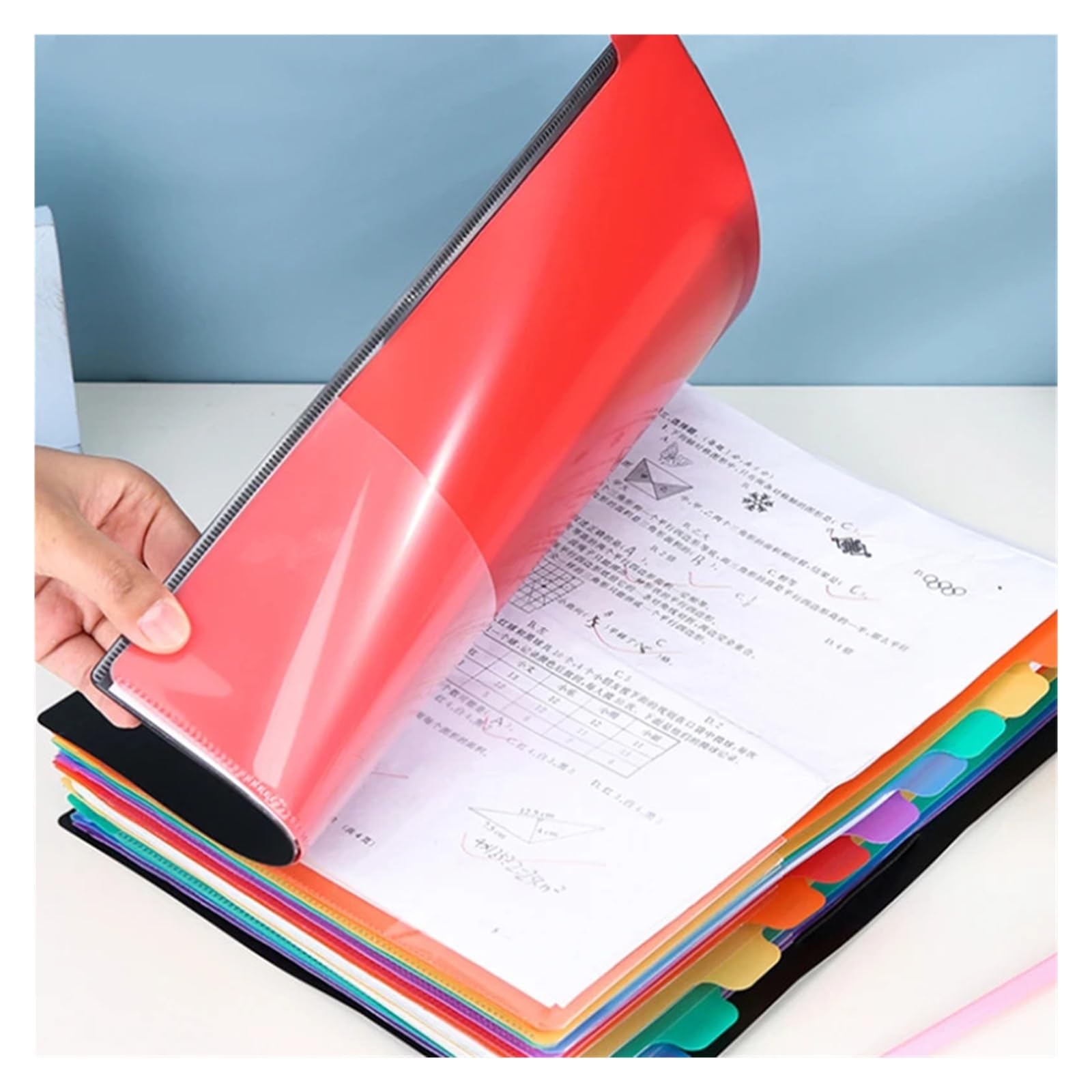 Organizer per documenti con elastico Cartella portadocumenti A4 con cordino Arcobaleno | Indice di classificazione di identificazione con 12 divisori Documento di archiviazione del prodotto( )