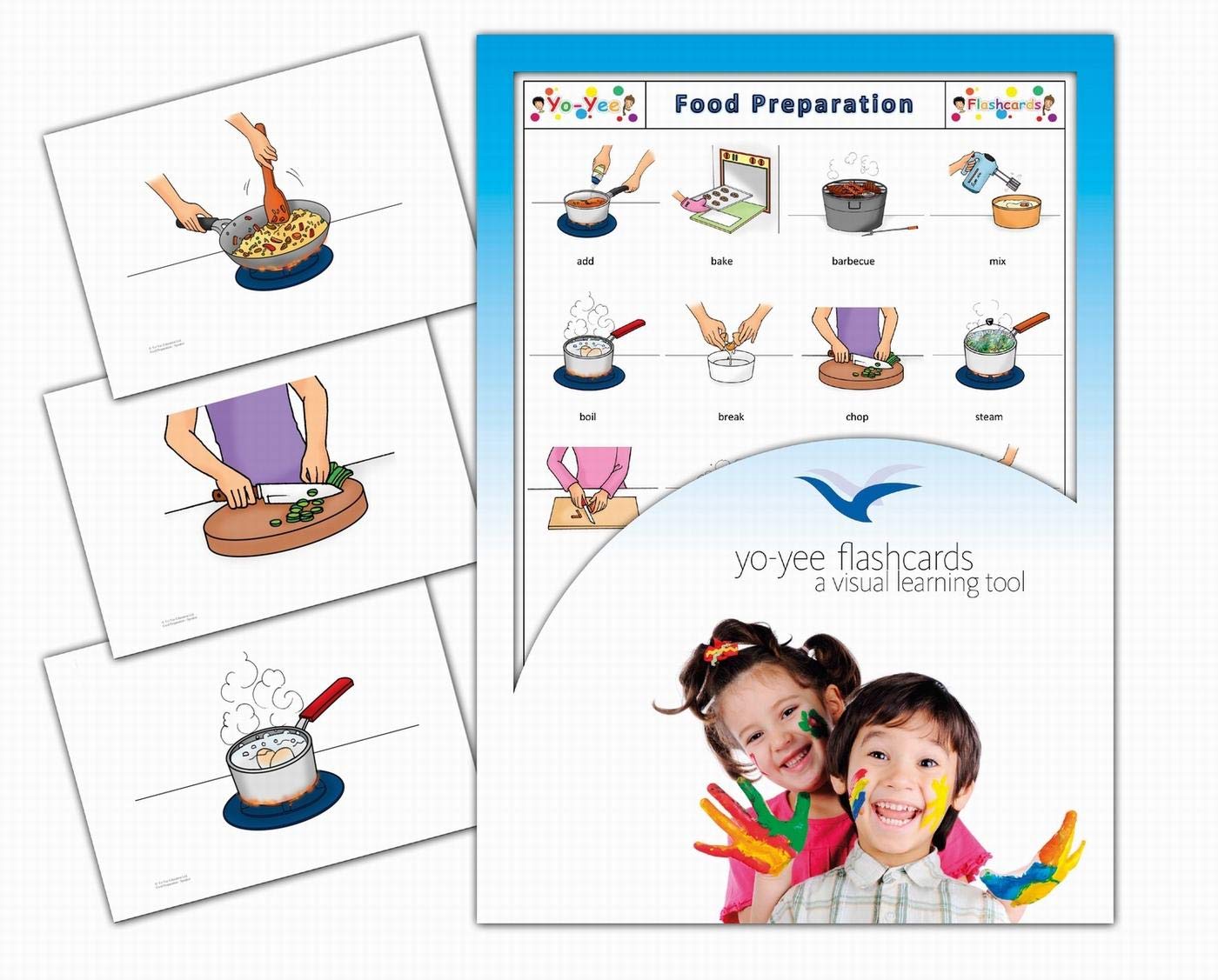 Yo-Yee Flashcards - Food Preparation and Cooking Picture Cards - English Vocabulary Cards for Toddlers, Kids and Children - Including Teaching Activities and Game Ideas