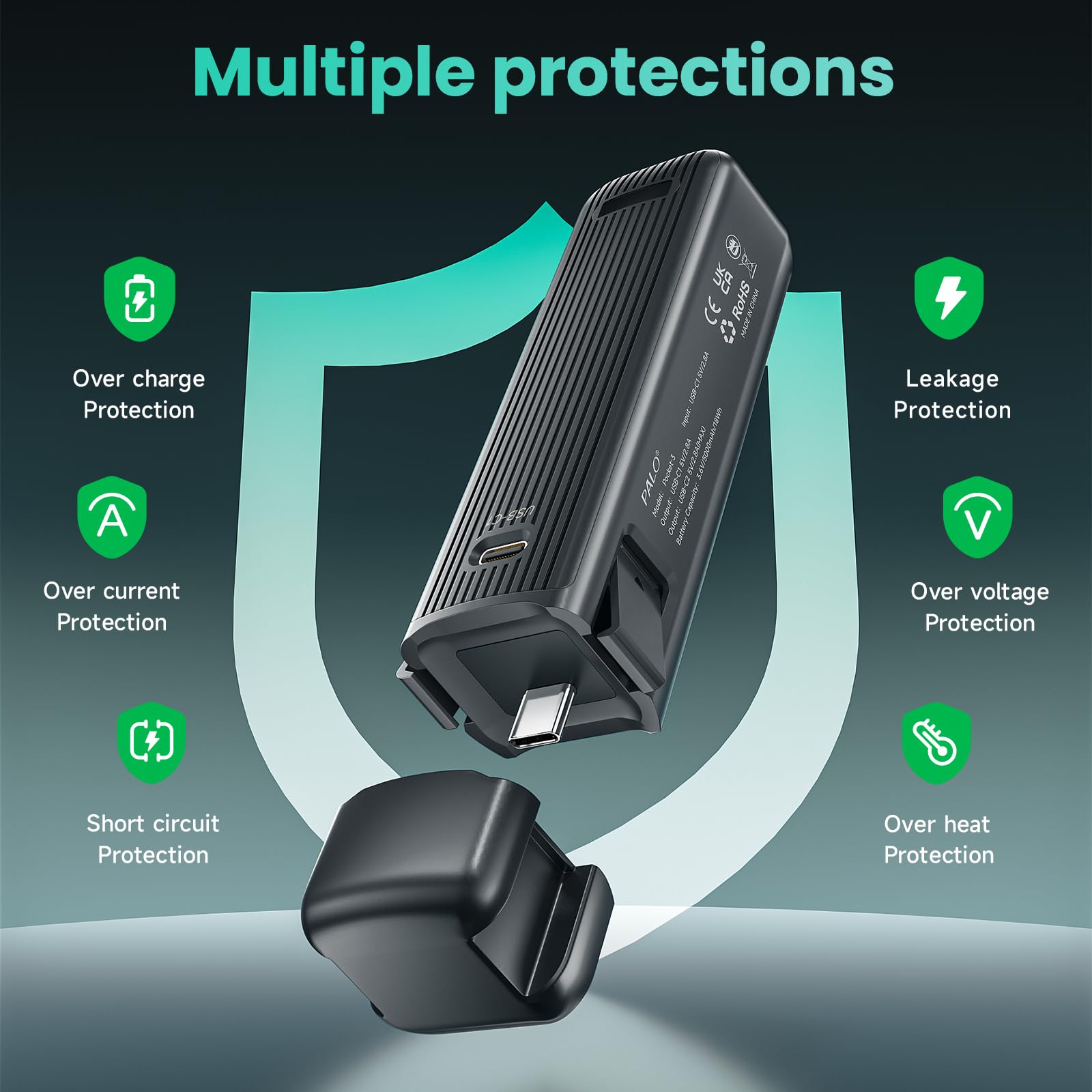 CITYORK 5000mAh impugnatura batteria per DJI Osmo Pocket 3/Pocket 4/Combo/Xtra Muse, batteria per DJI Osmo Pocket 3/Pocket 4 con attacco filettato da 1/4 di pollice e LED, ricarica USB-C1/C2