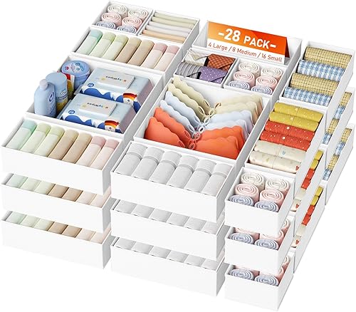 Miniatura 43 de DIMJ Contenedores organizadores de cajones de armario para bebé, paquete de 10, beige Beige,Negro,Gris