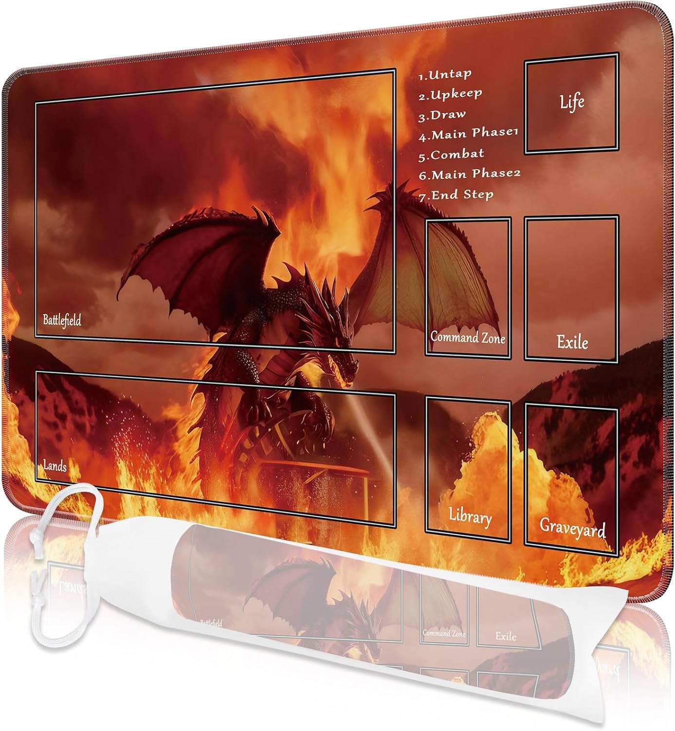 Nkddert MTG Playmat, 24x14in TCG Card Playmat Stitched Edges MTG Commander Playmat 3mm Thick Waterproof Board Game Nature Scenery Pattern Play Mat with Storage Bag