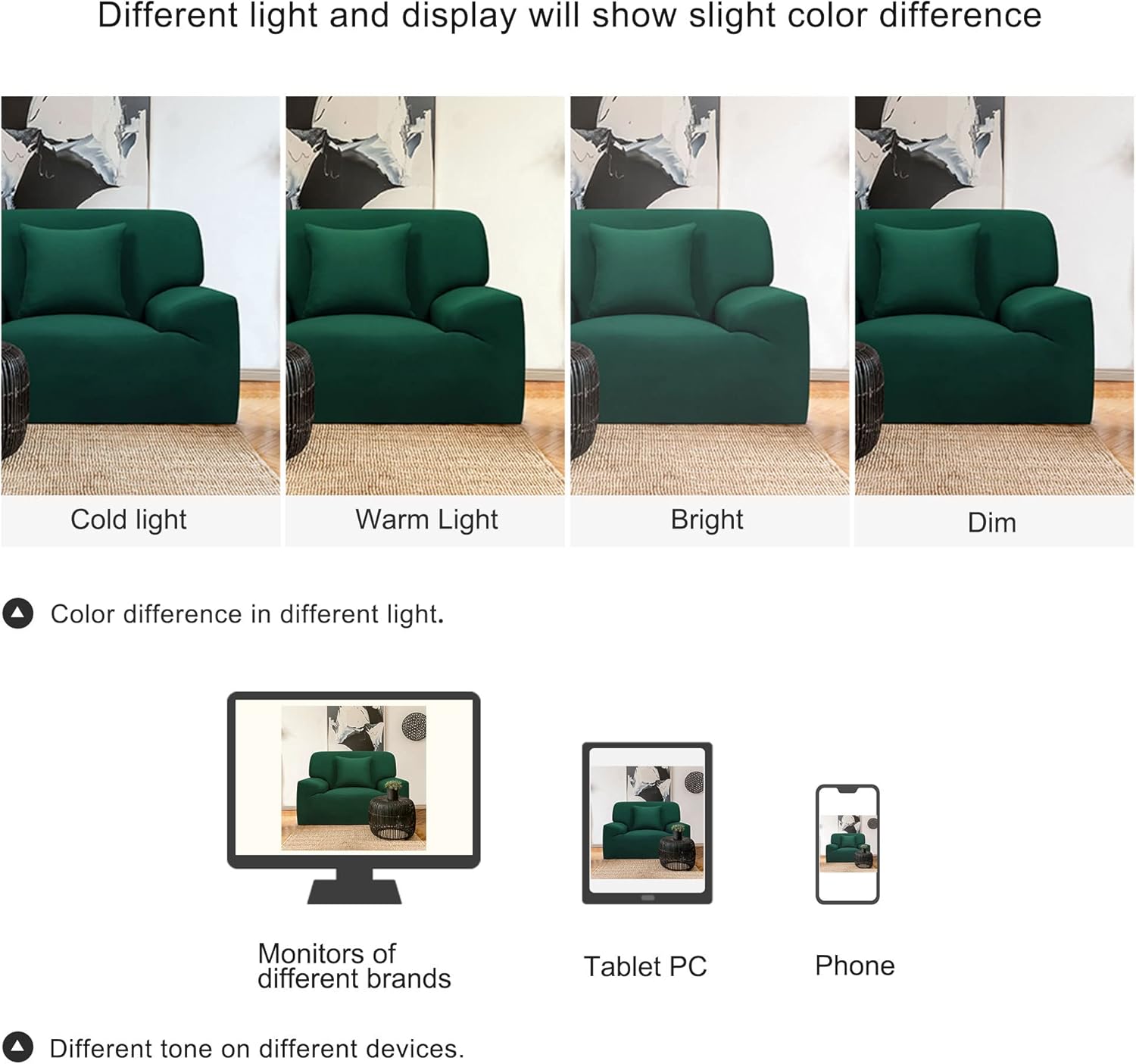 uxcell Stretch Sofa Cover Couch Covers Solid Classic for Sofas Armchair Universal Elastic Polyester Furniture with One Pillowcase Small Dark Green