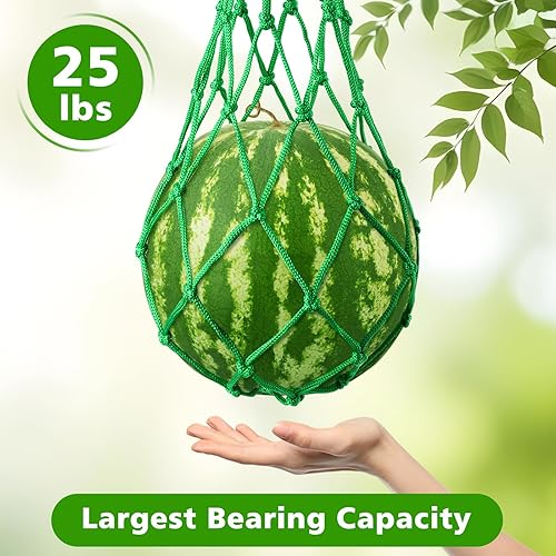 Vista 15 de Paquete de 10 hamacas de melón con redes de sandía, hamaca de melón para enrejado de redes de sandía resistentes, perfecta para cultivar melones Rojo