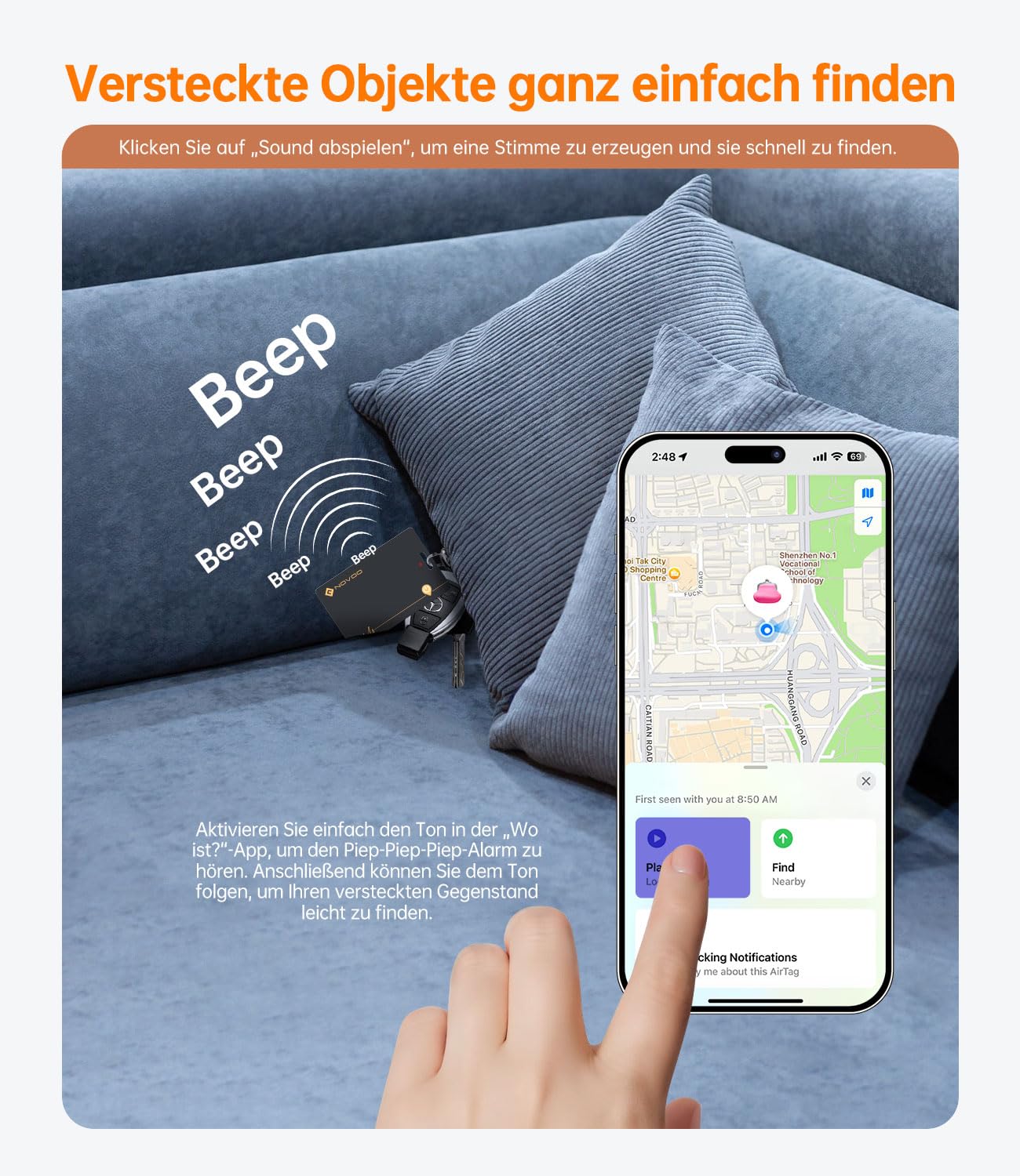NOVOO Lot de 2 cartes de suivi de portefeuille fins rechargeables avec Apple Find My (iOS uniquement) Smart Bluetooth IP68 étanche SmartTag Card compatible avec portefeuille, bagages