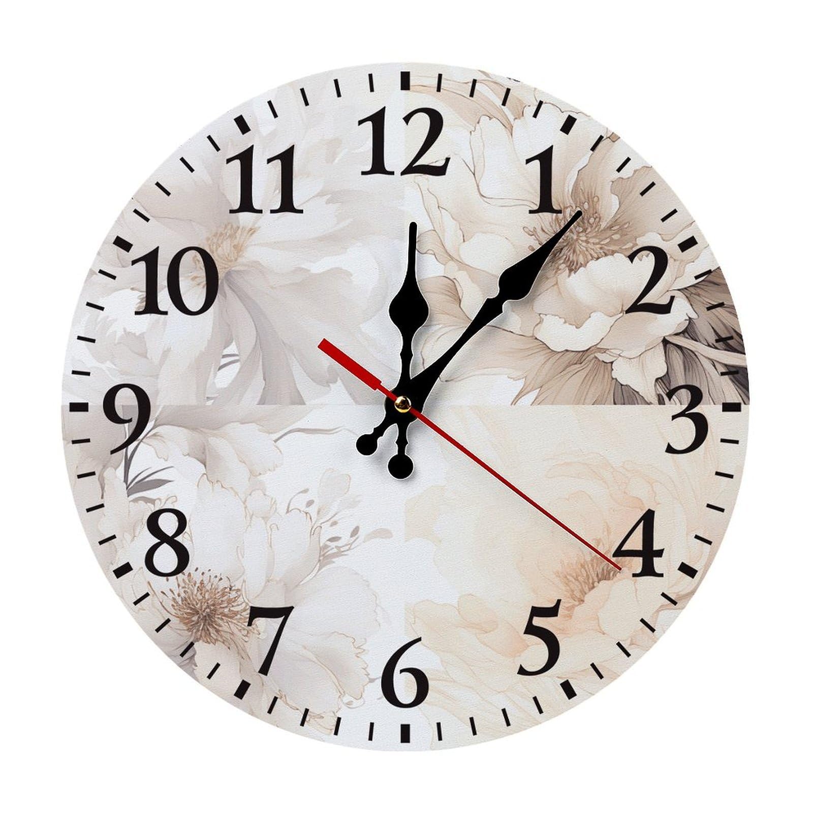 NTVOWPZO 10 Inch Wall Clock Image Battery Operated Wall Clocks Silent Non-Ticking Round Wall Clock for Living Room Kitchen Home Office Wall Decorative Clock