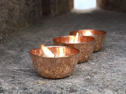 Miniatura 7 de Juego de 3 soportes votivos hechos a mano de cobre martillado para velas de té, decoración de fiesta de 2.5 x 1 pulgada de diámetro exterior