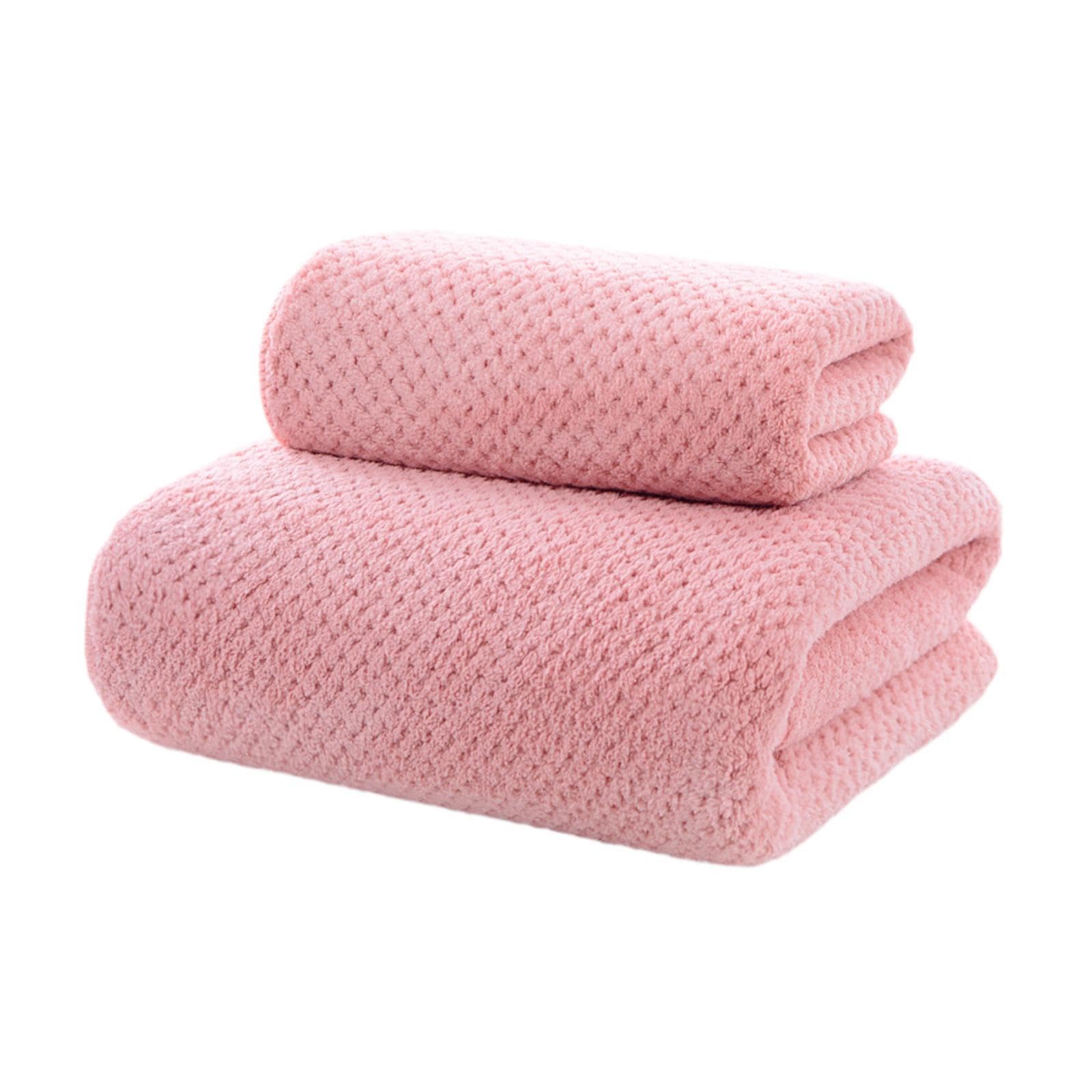 Toallas de baño de tela de coral ultra absorbentes y de secado rápido color rosa claro (2 uds)