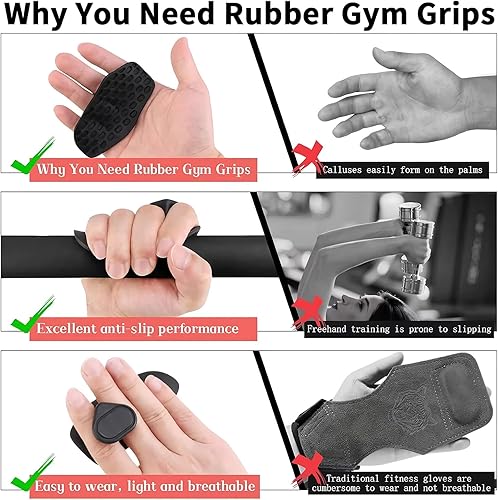 Miniatura 7 de Puños de levantamiento de pesas agarre de goma para gimnasio y entrenamiento, almohadillas sin dedos para protección de la palma, guantes