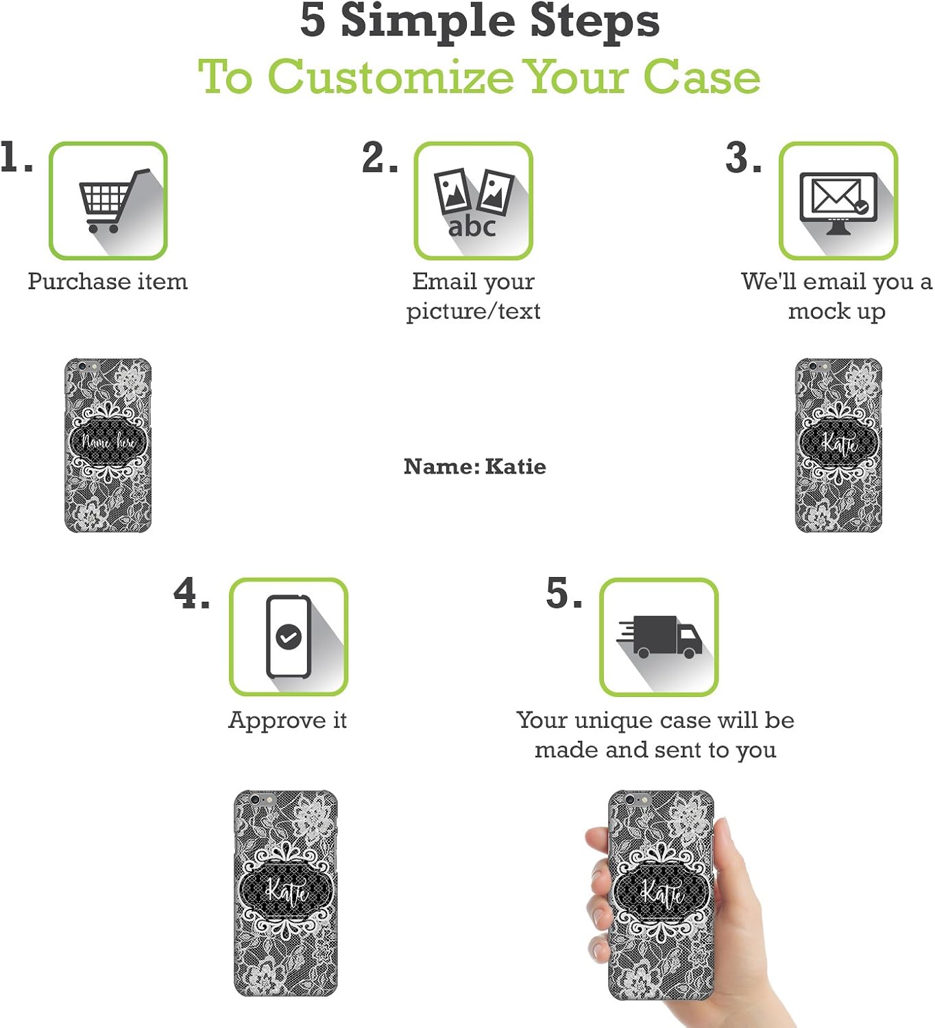 Custom Customized Personalized Black Laces Damask Lace Soft Gel Case [Military Grade Protection] Compatible with Apple iPhone 14 Pro Max image 2