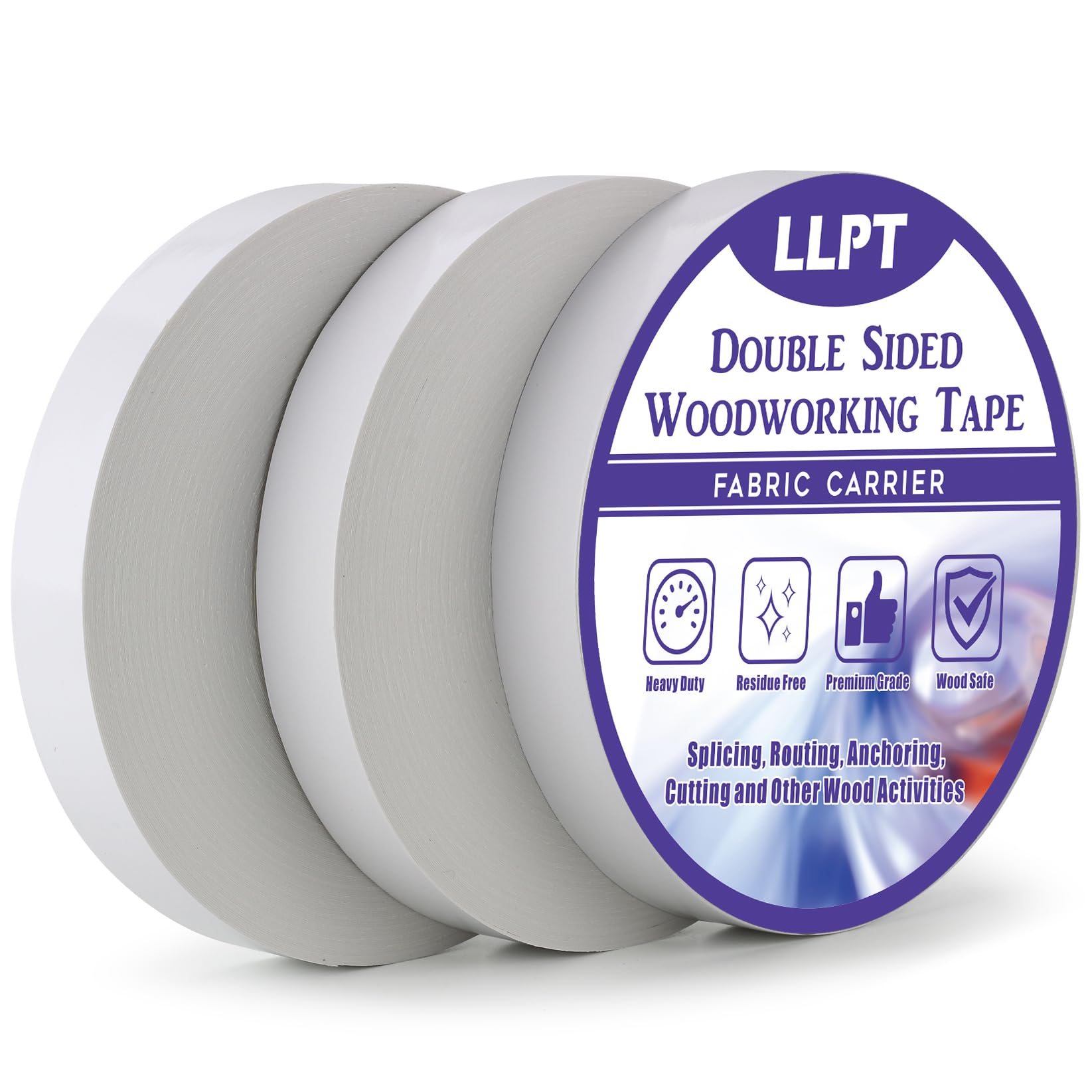 LLPT Double Sided Woodworking Tape 1" x 150Ft 3 Pack White
