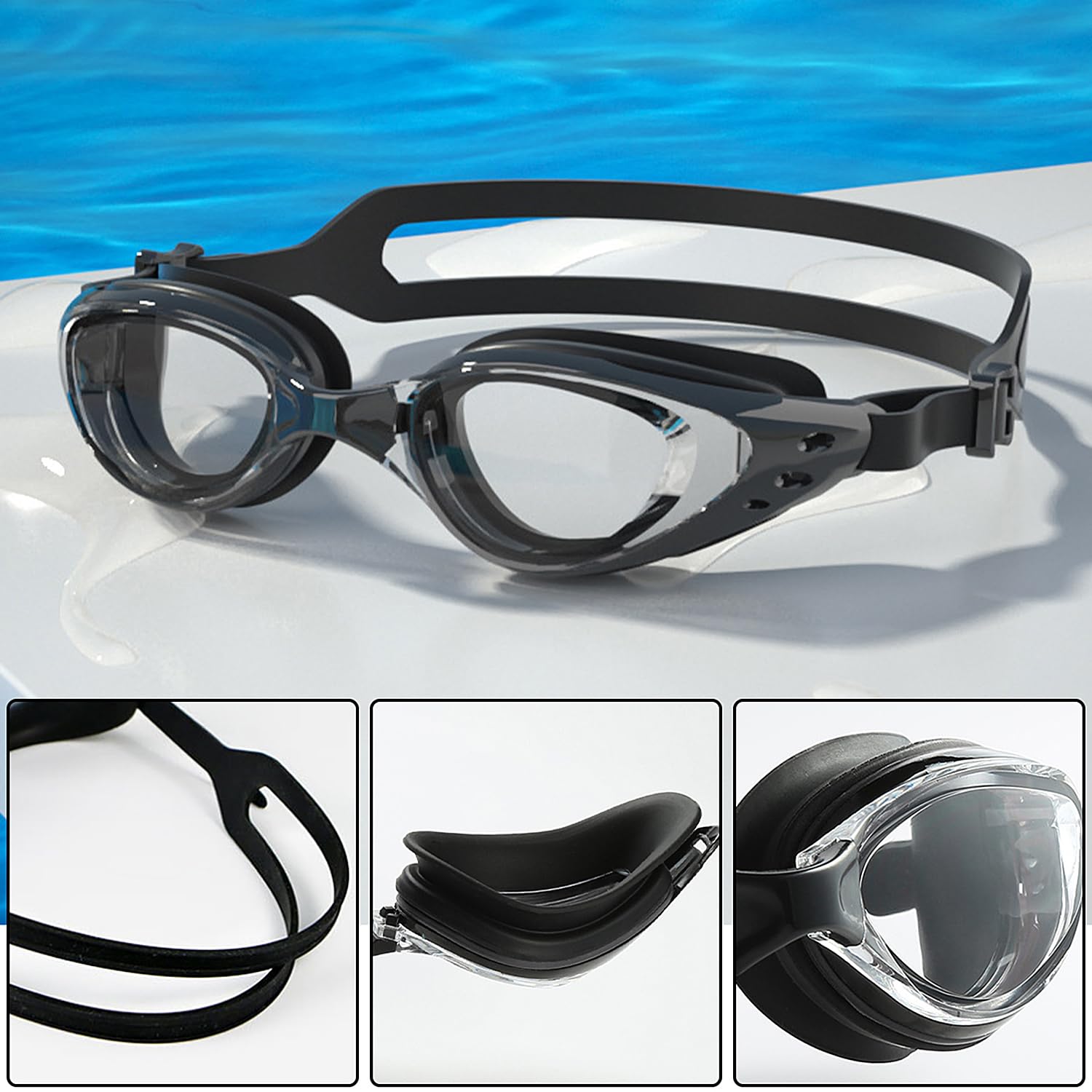 Elastique de Nage 4m avec Lunettes, Ceinture de Natation Réglable
