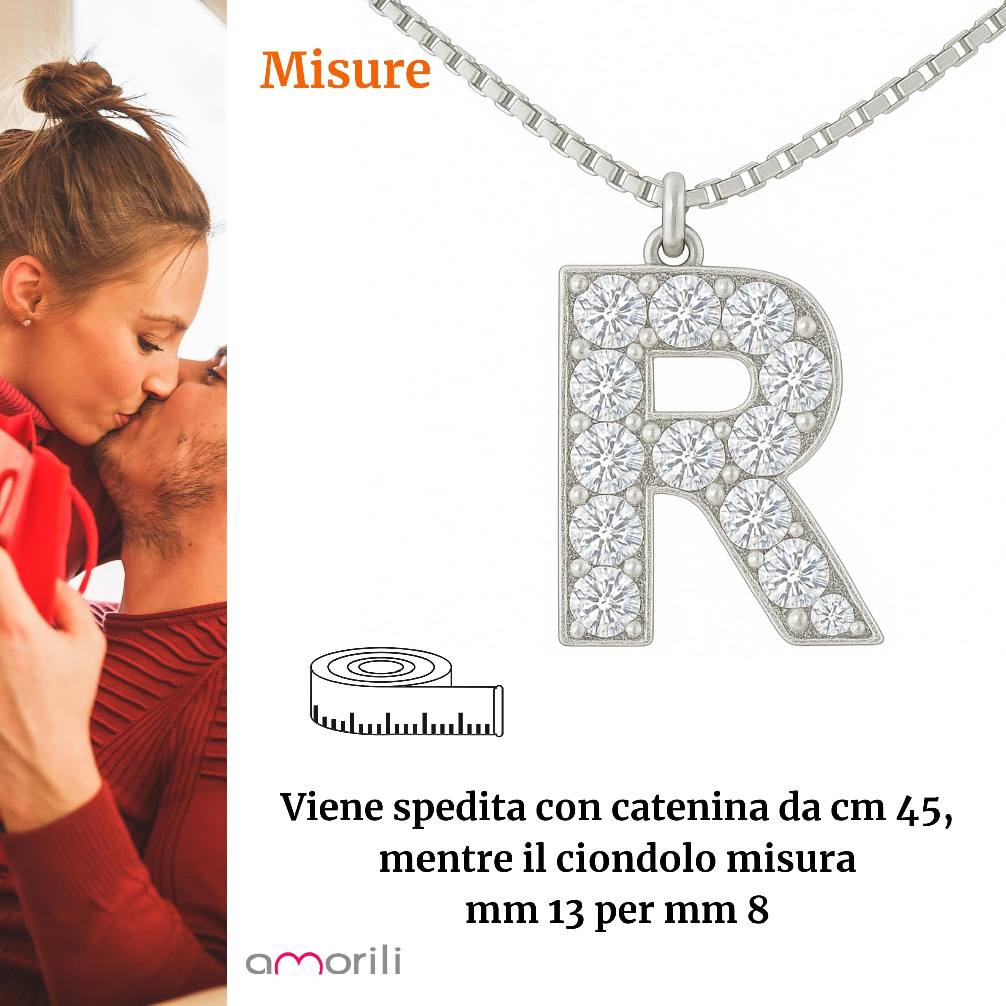 Collana Donna con Lettera Iniziale in Argento 925 e Zirconi Luminosissimi – Collana Elegante Personalizzata Idea Regalo