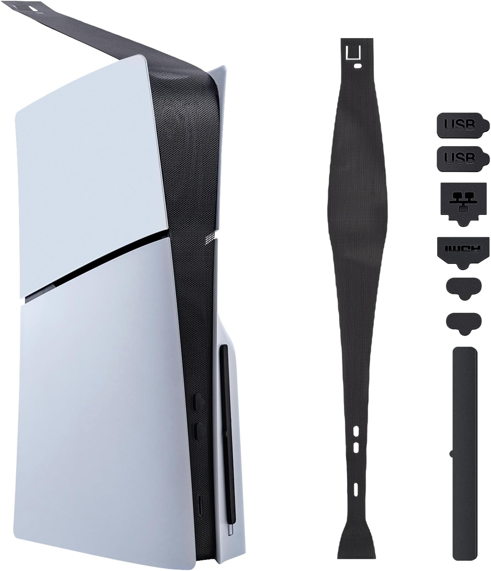 Mcbazel for PS5 Slim Dust Cover with Side Filter, 8 In 1 Dust Cover Protector and Dust Plugs for PlayStation 5 Slim Disc & Digital Edition Console, White