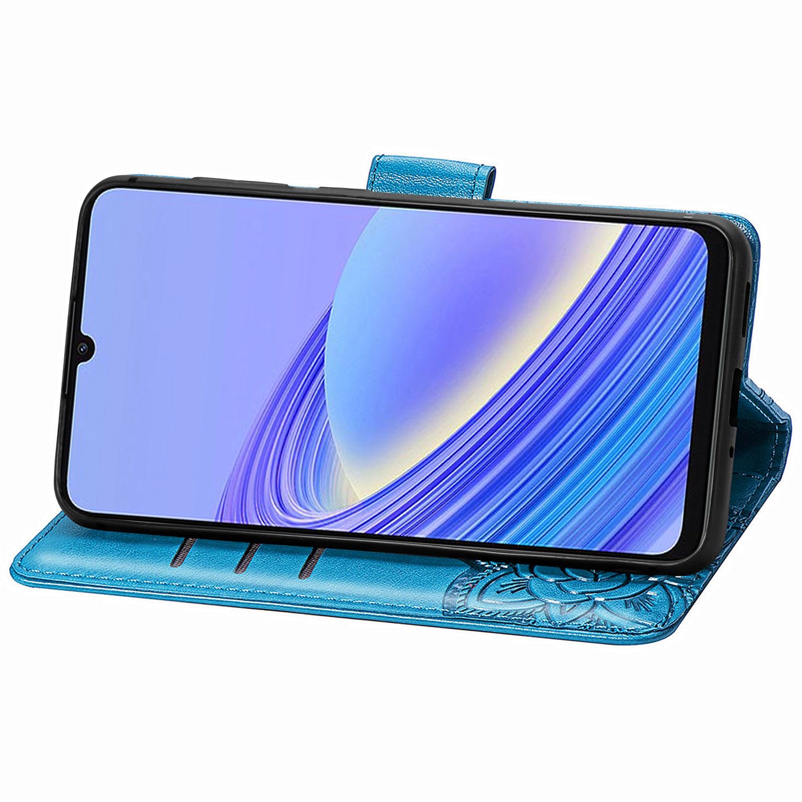 Custodie per TCL 40 SE Case Flip Cover con chiusura magnetica, tasca con cerniera, in pelle PU, con 7 scomparti per carte di credito, con Cinturino da Polso ,Goffrato Fiore Cover,Rosa