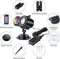 Vista 9 de Luces de proyector de Navidad al aire libre, luces de proyector de copo de nieve, luces LED de proyector de vacaciones impermeables con control