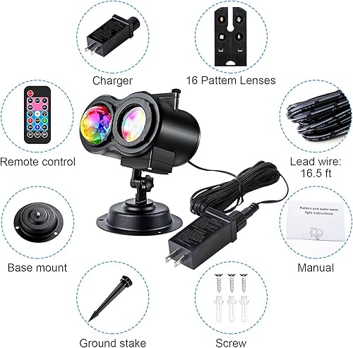 Miniatura 9 de Luces de proyector de Navidad al aire libre, luces de proyector de copo de nieve, luces LED de proyector de vacaciones impermeables con control