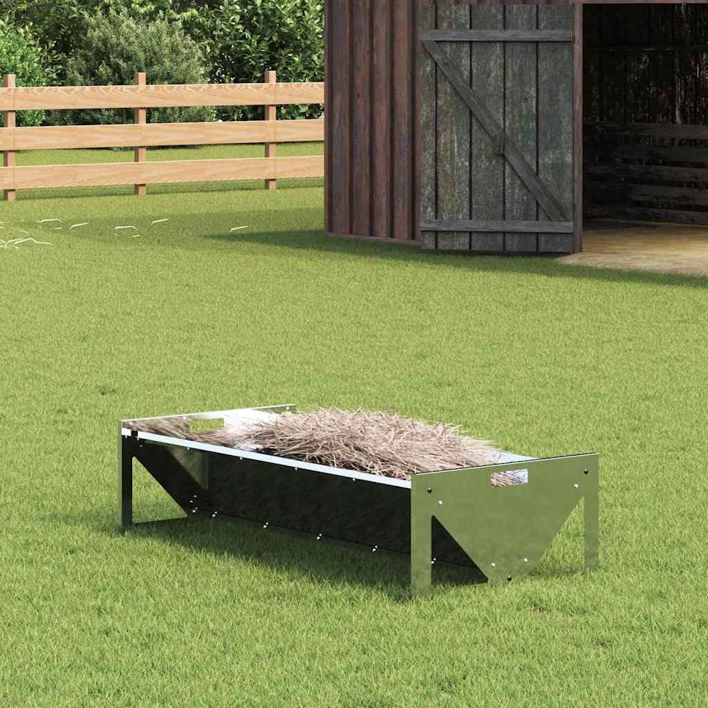 Comederos para animales de granja de acero galvanizado, resistente a la intemperie, comederos para interiores y exteriores, 108 x 50 x 28 cm, con capacidad de 10 kg, duradero, resistente