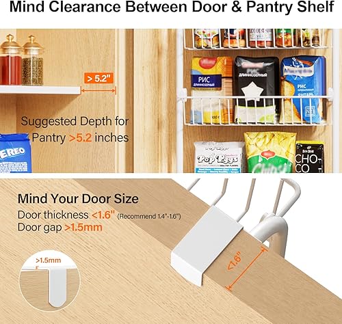 Miniatura 2 de Delamu Organizador de despensa para puerta, organizador de metal resistente sobre la puerta, organizador de puerta de despensa de 6 niveles para una