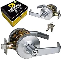 HISAFE Grade 2 Commercial Keyed Entry Door Lever Lock, Heavy Duty, UL 3Hr Fire Rated, ADA Compliant, Satin Chrome, 2-3/4" Backset