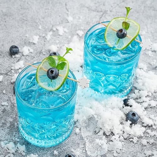 Miniatura 3 de Púas de cóctel de copo de nieve de 3.5 pulgadas, 100 púas de comida resistentes, punta afilada, desechables, de bambú blanco, uso en fiestas de