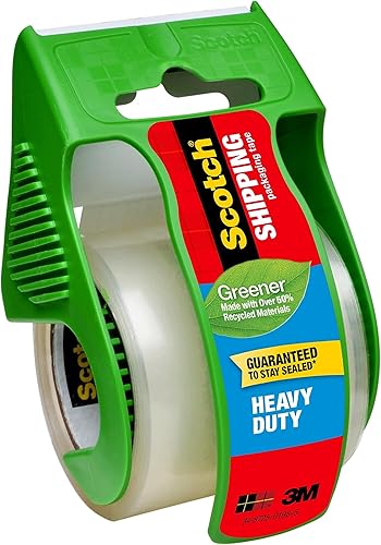 Miniatura 8 de Scotch Cinta de embalaje de envío ecológica resistente, 1 rollo con dispensador, 1.88 pulgadas de ancho x 700 pulgadas, núcleo de 1.5 pulgadas,