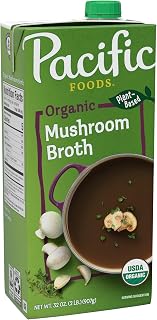 Pacific Foods Organic Mushroom Broth 32 oz - Vegan Gluten-Free Low-Cal Sipping Stock for Keto & Daily Wellness