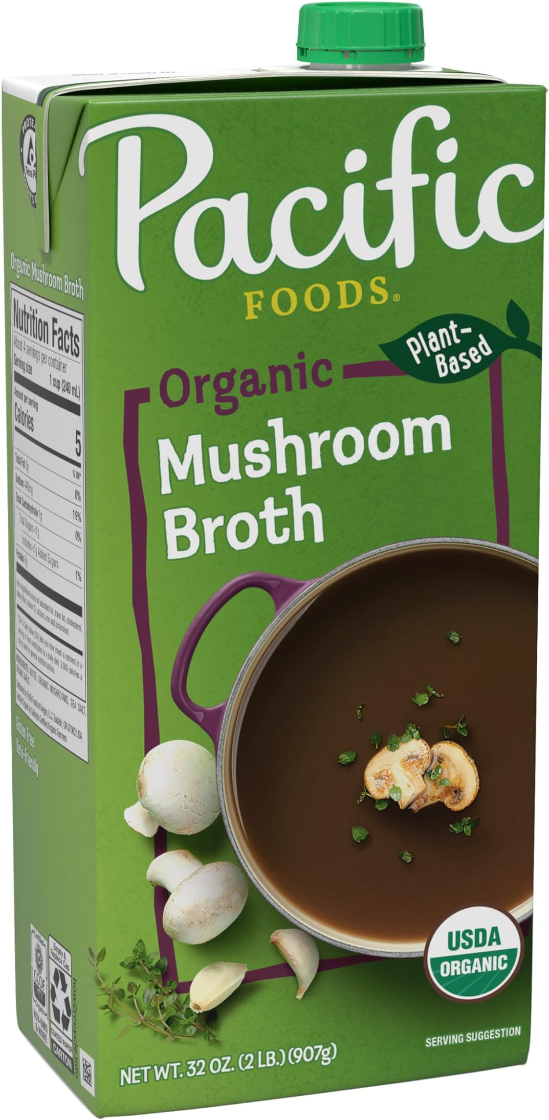 Pacific Foods Organic Mushroom Broth, 32 oz Carton