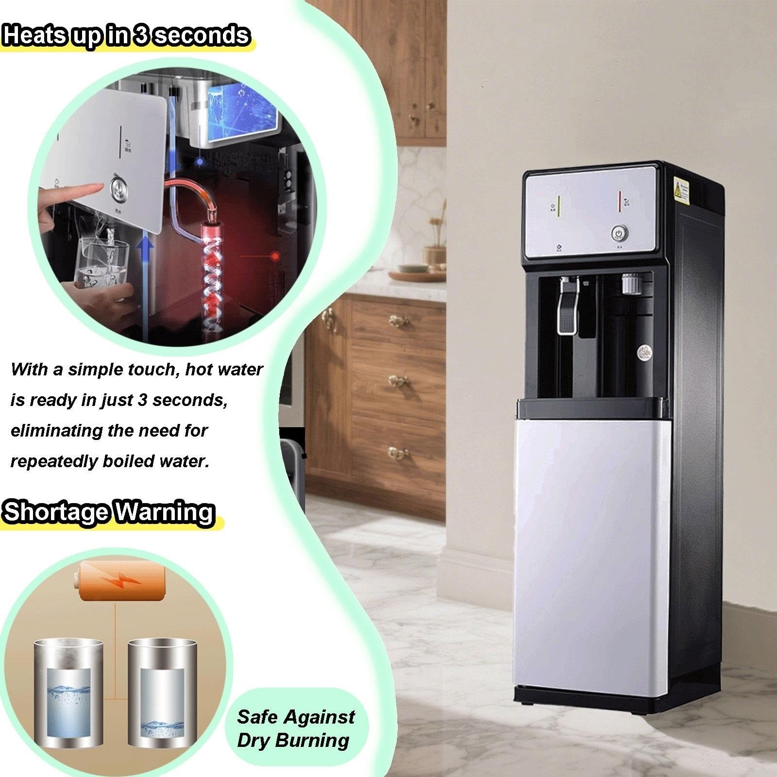 Distributore Acqua a Pavimento Indipendente con Indicatore Livello | Autonomo, controllo visivo della disponibilità, rifornimento semplice, compatibile con grandi contenitori