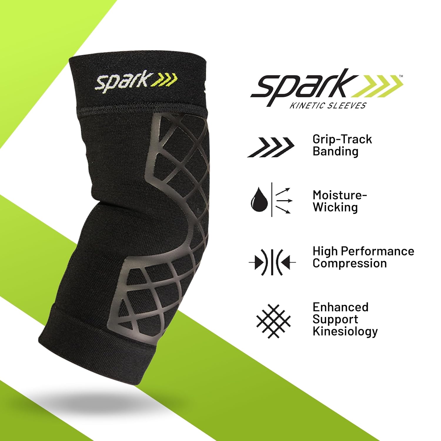 Brownmed - Spark Kinetic Elbow - Arm Sleeve for Tennis, Golfing, Basketball & More - Elbow Brace for Men & Women - Compression Sleeve with Embedded Kinesiology Tape - Large