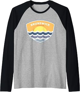 Brunswick Georgia Beach GA Sunset Vacation Souvenir Raglan Baseball Tee