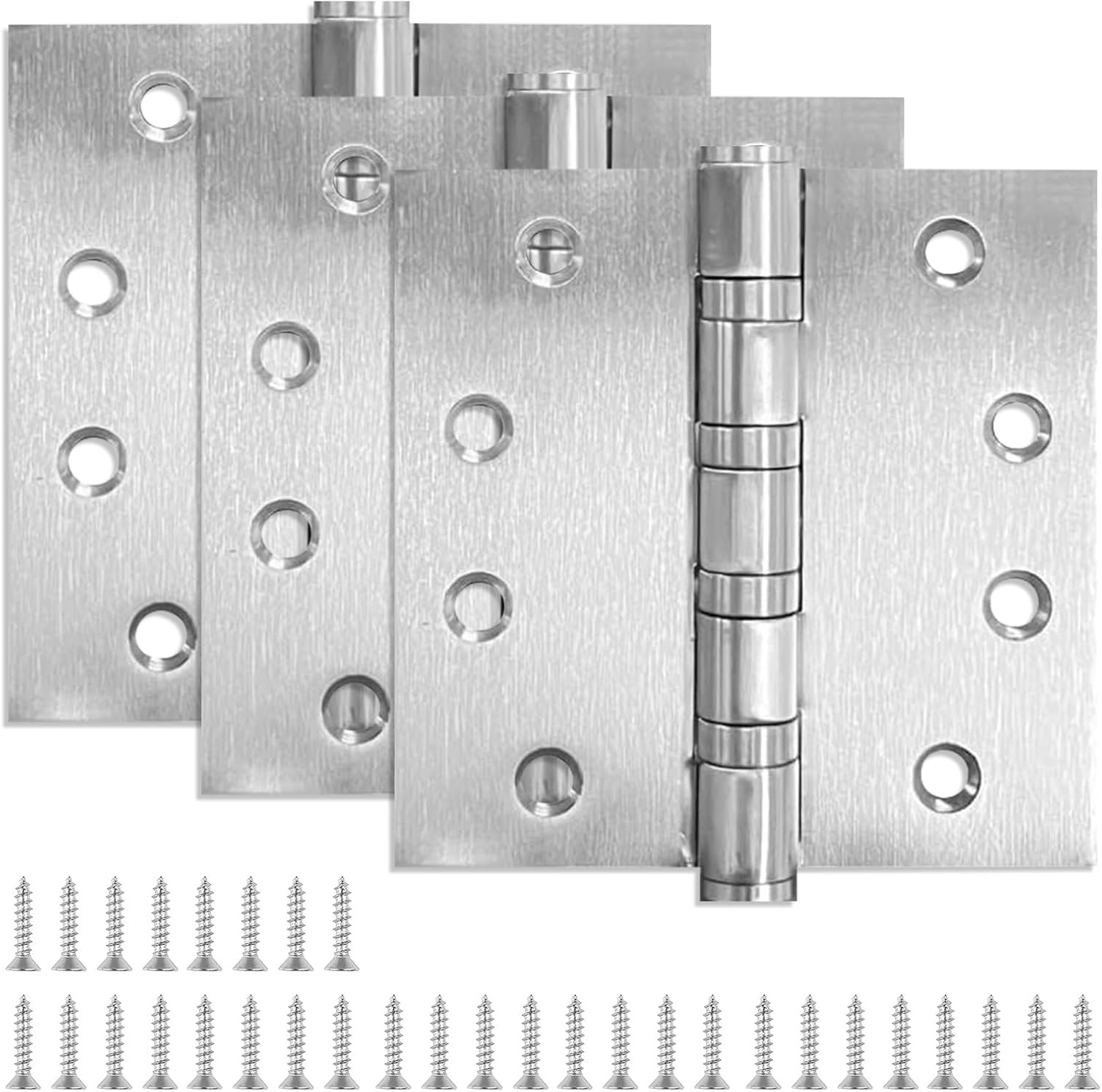 3 Pack Stainless Steel 4'' Door Hinges, 4in x 4in HeavyDuty Ball