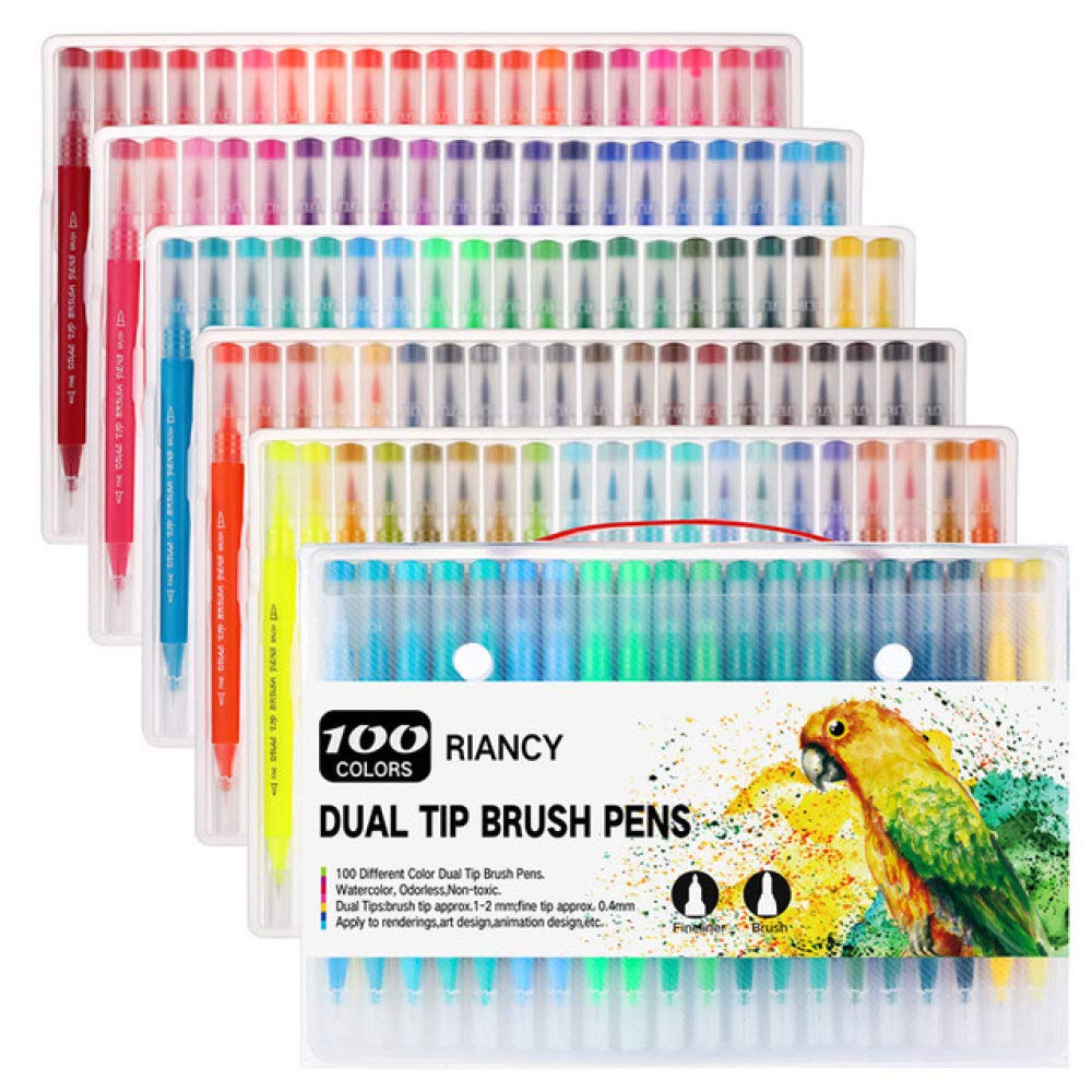 Aquarellstift 12/24/36/48/72/100 Tinte Farbiges Kunstmarker-Set Kalligraphie Doppelpinsel zum Zeichnen Malen Aquarellstift Schreibwaren 100 Farben