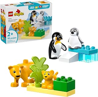 LEGO DUPLO Penguins & Lions Wild Animal Families 10442 Building Set - Toddler Educational Toy Ages 2+ Gift