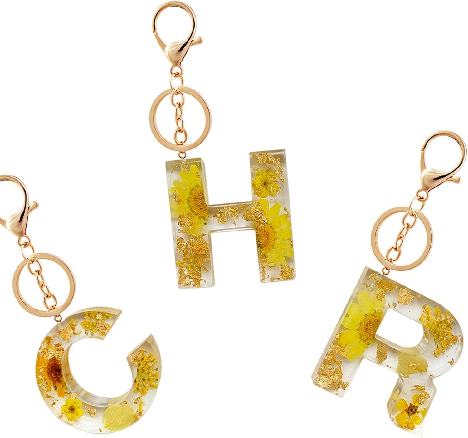 Custom Initial Letter Keychain Resin A-Z Alphabet Keyring Pendant